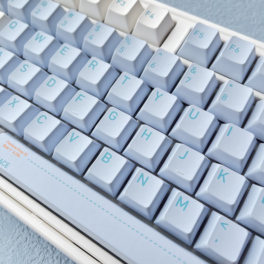 Màu xanh nhạt Keycaps Cherry Cấu hình màu xanh trắng Bàn phím cơ PBT DYE-SUB Bàn phím cơ Keycap 130 phím