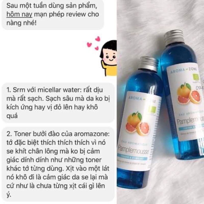 Toner Aroma Zone hương bưởi đào tặng kèm vòi xịt
