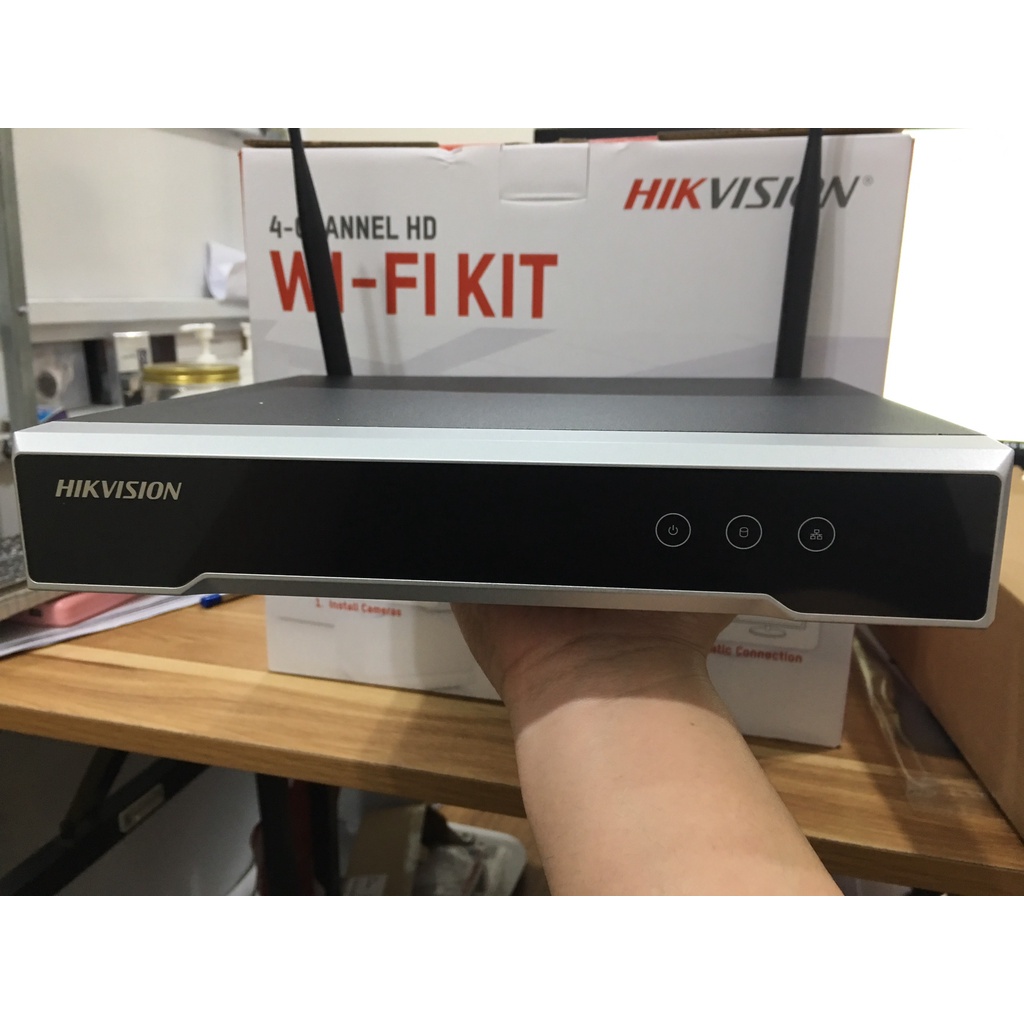 Bộ kit 4 Camera wifi và 1 đầu ghi IP thân trụ 4MP HIKVISION NK44W0H, không dây, có mic  (chính hãng Hikvision VN)