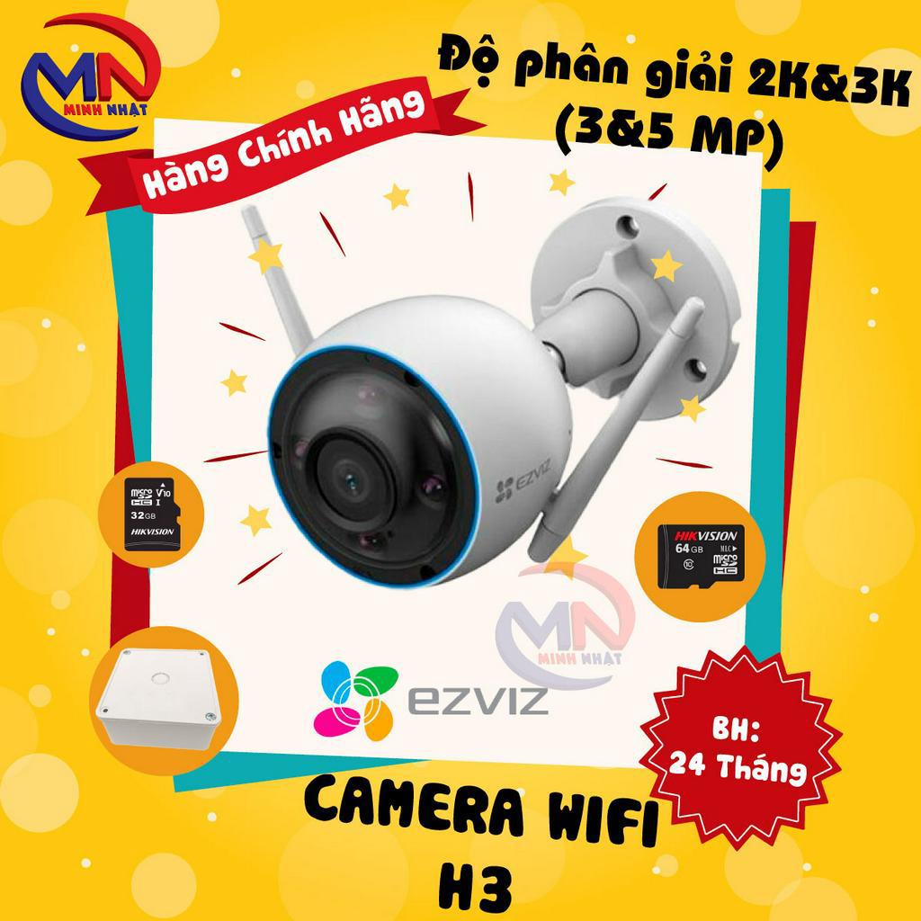 Camera Wi-fi EZVIZ H3 2K(3MP) & 3K(5MP), Ghi Hình Màu Ban Đêm, Đàm Thoại 2 Chiều