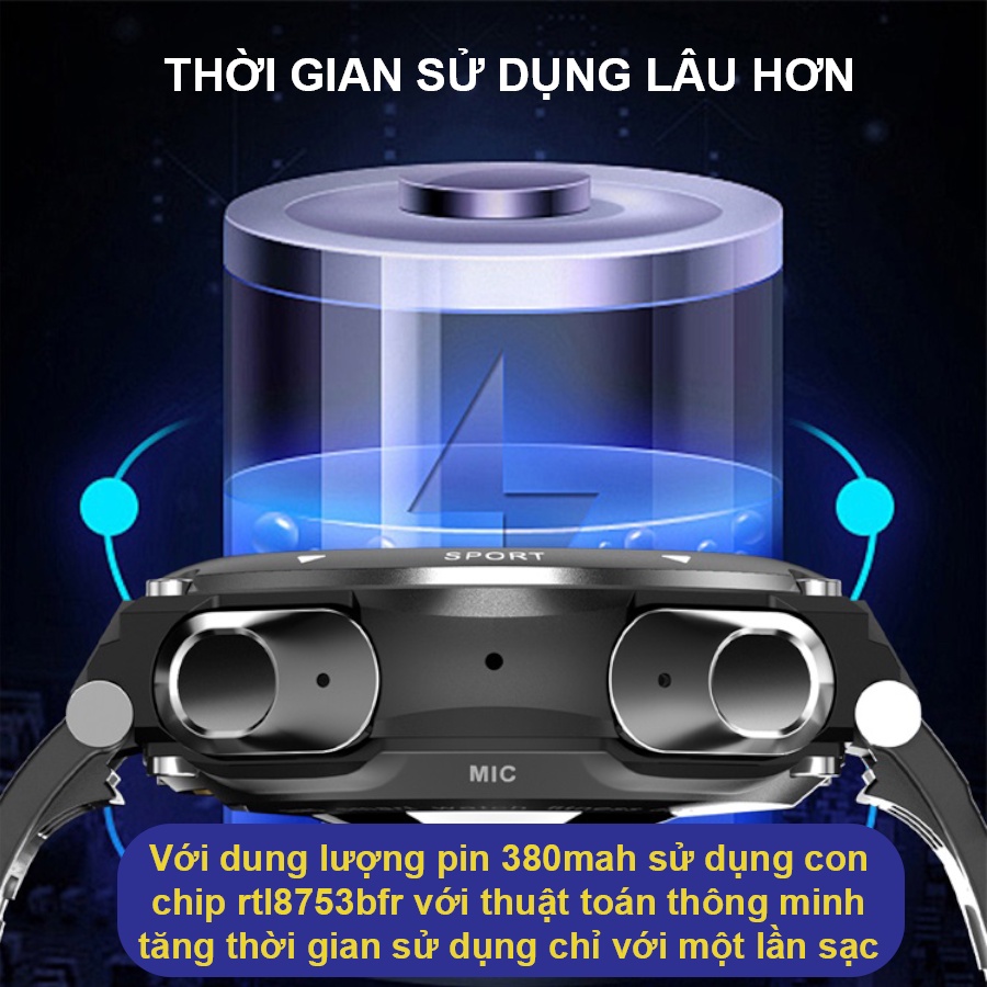 Đồng hồ thông minh, Smart Watch T92, kèm tai nghe Bluetooth, Nghe nhạc Mp3, gọi BT 2 chiều