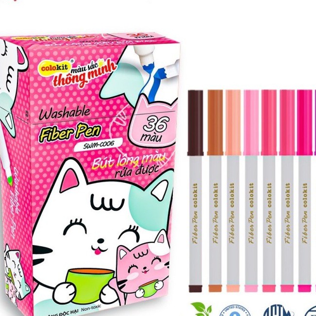 Bộ 36 màu Fiber Pen Colokit có chức năng rửa được
