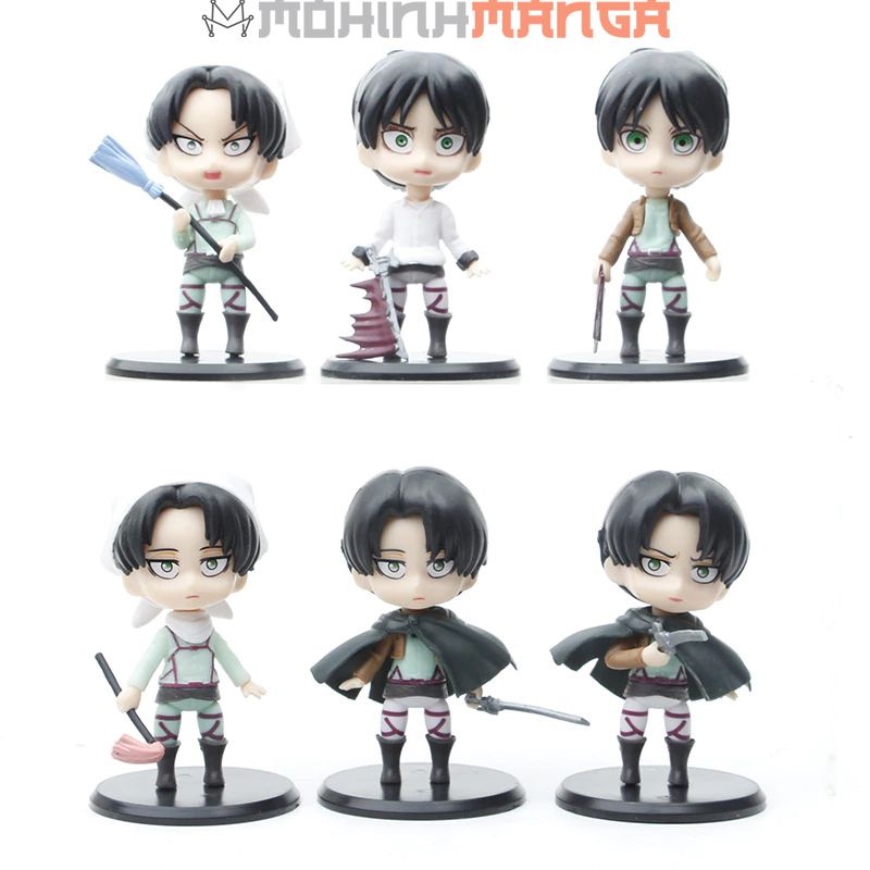 Mô hình chibi 6 nhân vật Attack on titan Đại chiến titan Levi Jean Historia Annie Sasha Armin Erwin Eren Yeager Mikasa