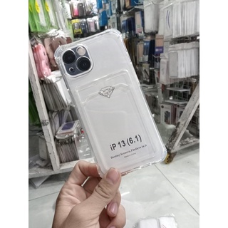 IPhone 13 ỐP lưng điện thoại trong suốt chống sốc chất lượng tốt có túi đựng thẻ đa năng