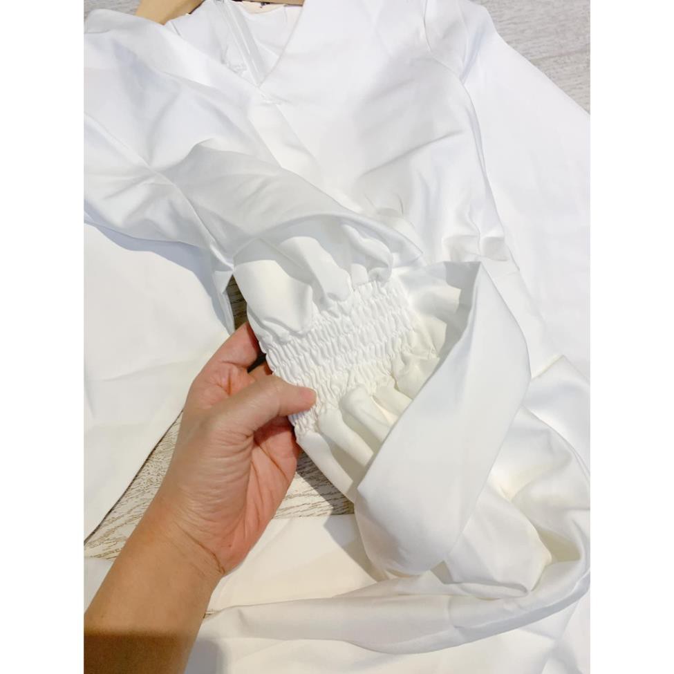 Váy trắng dự tiệc cổ V hai tầng cực xinh hàng thiết kế - Xưởng May Hạnh Hồng  ྇