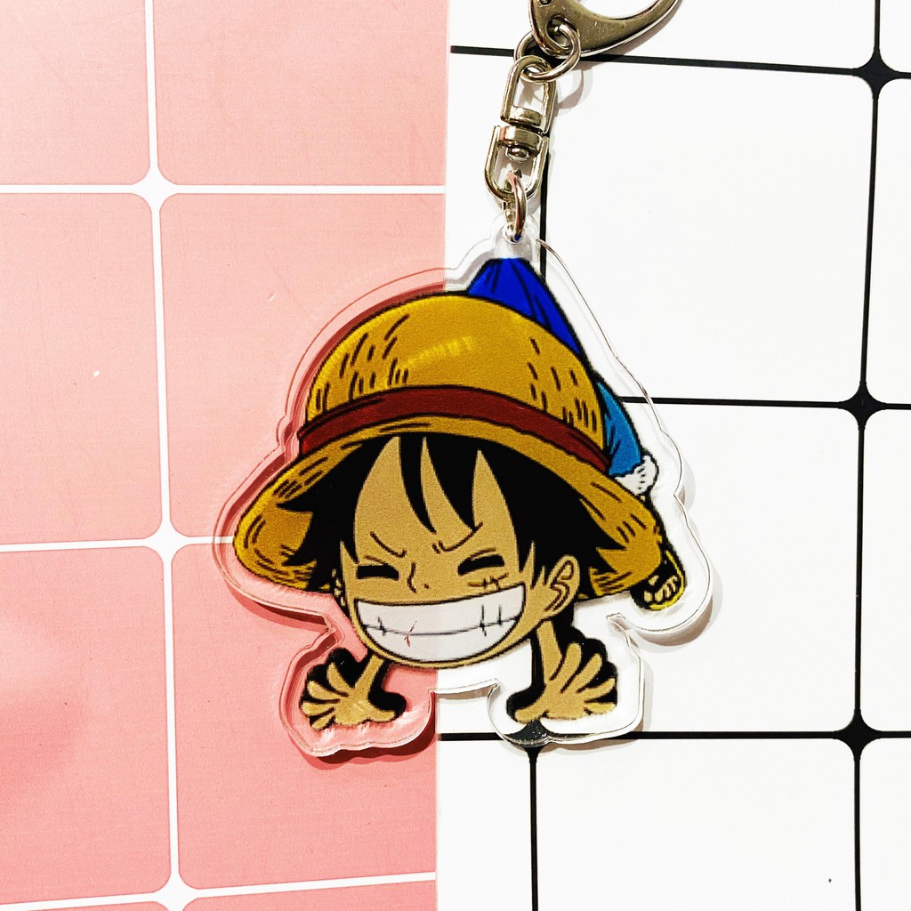 ( Mica trong acrylic ) Móc khóa One Piece Đảo Hải Tặc Luffy mũ rơm quà tặng xinh xắn dễ thương in hình anime chibi