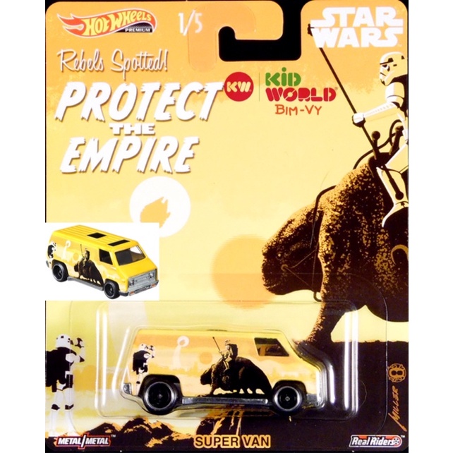 Xe mô hình Hot Wheels Pop Culture Series 2019 Premium Star Wars Super Van FYP01, bánh cao su.