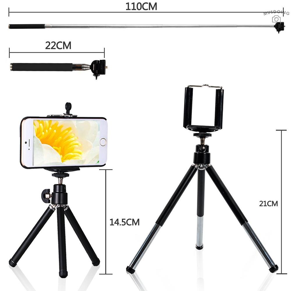 ღ 10PCS 12X Telephoto Universal Mobile Phone Lens Kits Wide Angle + Fish Eye + Macro Lens + Selfie Stick + Tripod for iOS phone /Samsung /Huawei /iOS Pad