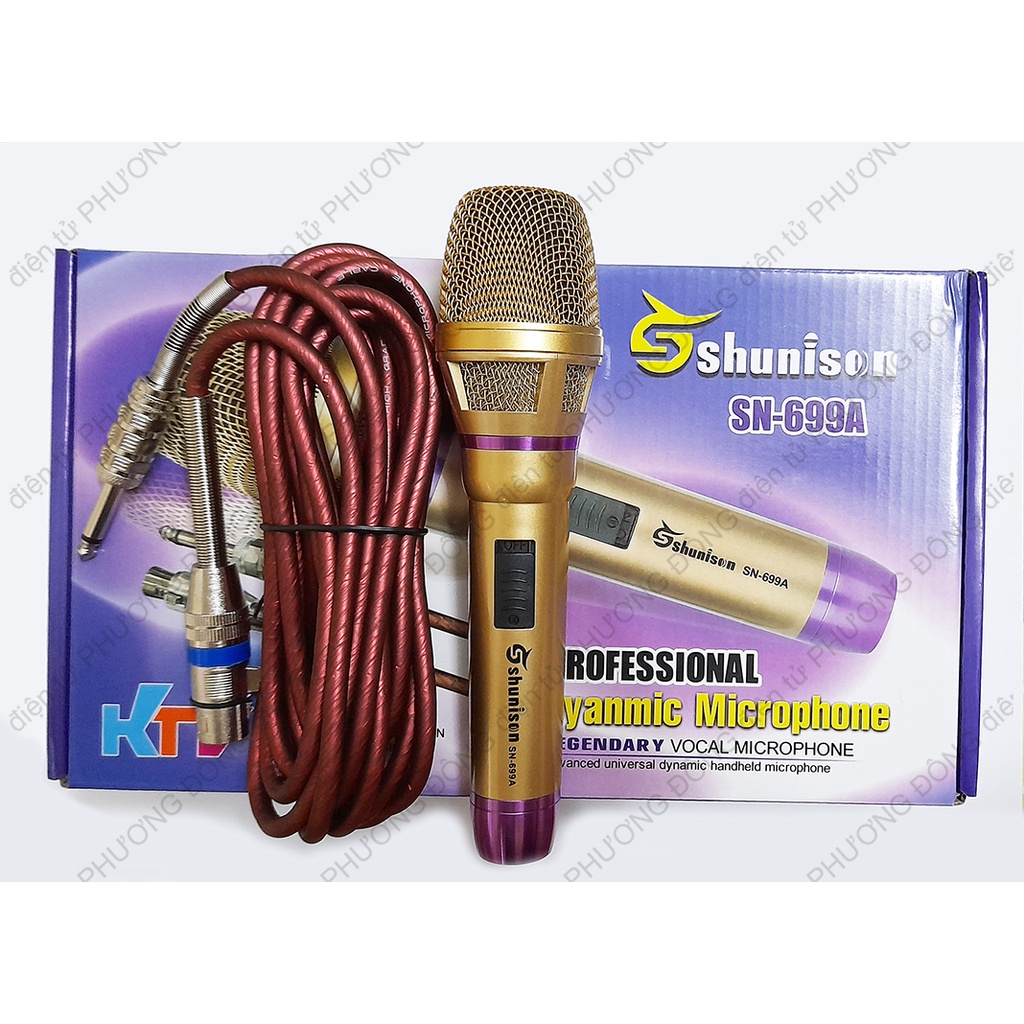Micro karaoke Shunison SN-699A có dây thiết kế đẹp sang trọng chắc chắn siêu bền