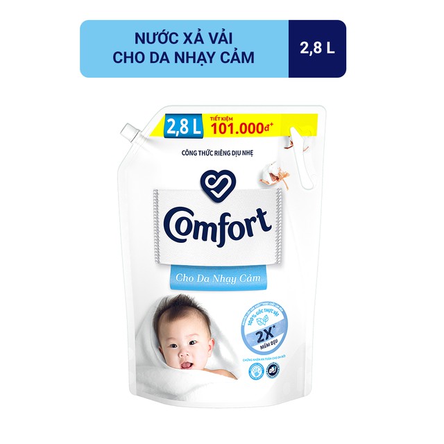 Túi Nước Xả Vải Comfort Đậm Đặc Cho Da Nhạy Cảm 2,8L
