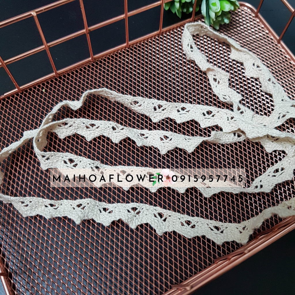Dây ren viền trang trí váy áo bản nhỏ 1cm chất liệu cotton CK11 và CK12 Maihoaflower