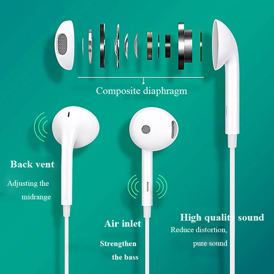 Tai nghe nhét tai OPPO jack 3.5mm có micro và nút điều chỉnh âm lượng