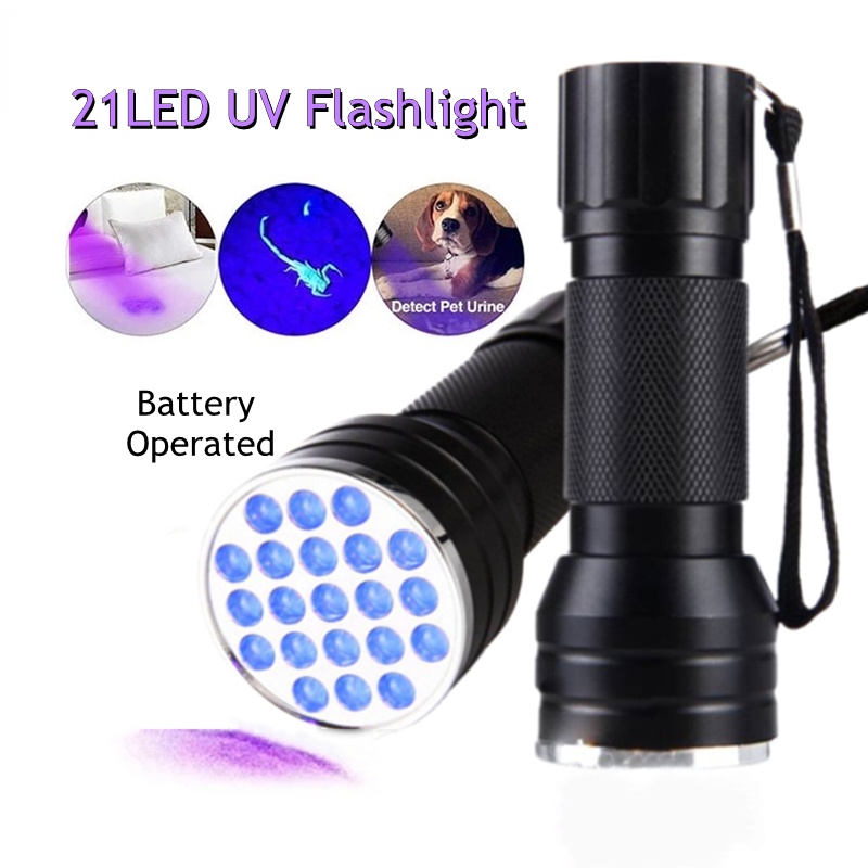 1 Đèn Pin Cực Tím 21LED Cầm Tay Bằng Hợp Kim Nhôm Cực Tím Sử Dụng Pin Siêu Bền Đa Năng Cho Đi Săn