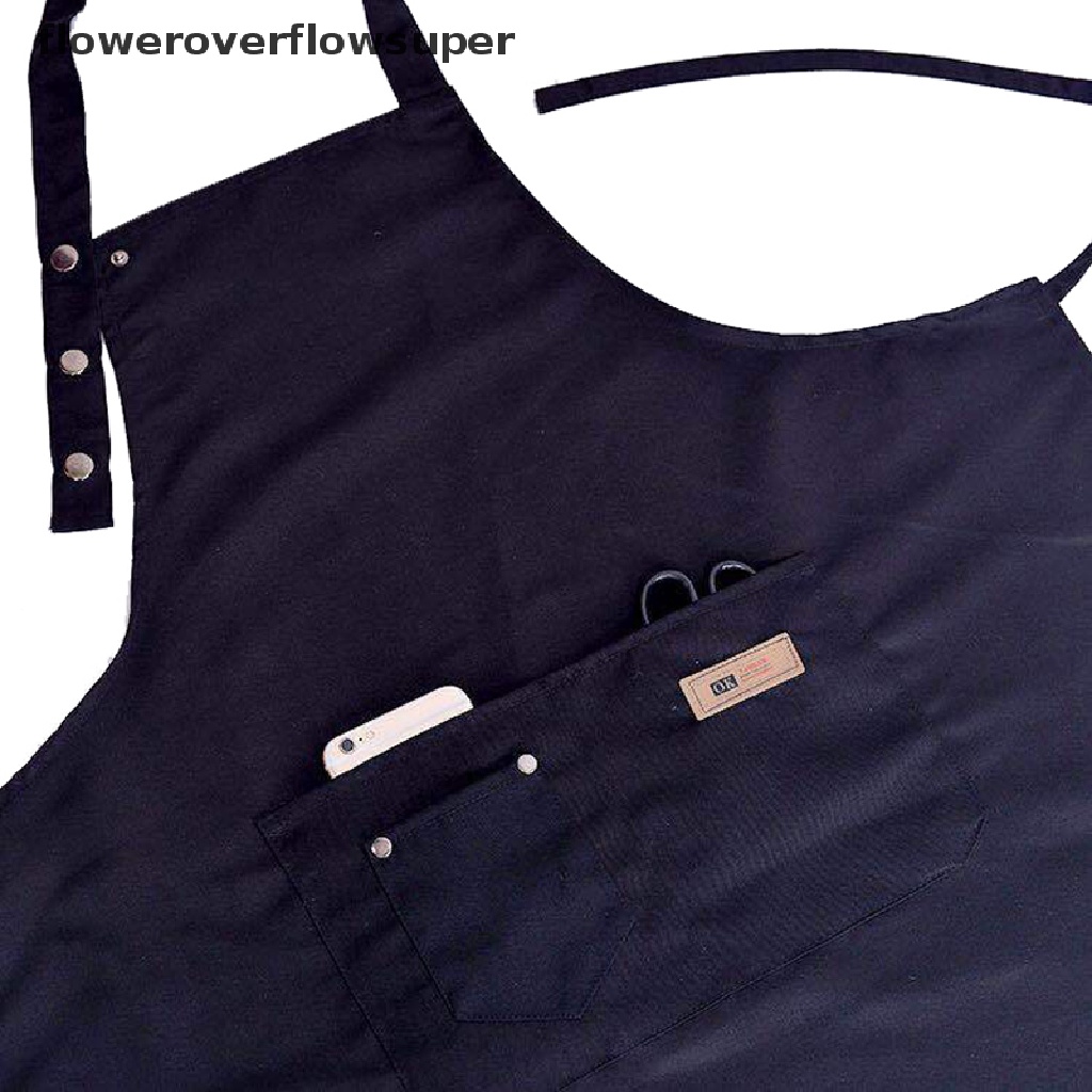 Tạp dề nấu ăn pha chế phục vụ canvas polyester có túi lớn thời trang unisex