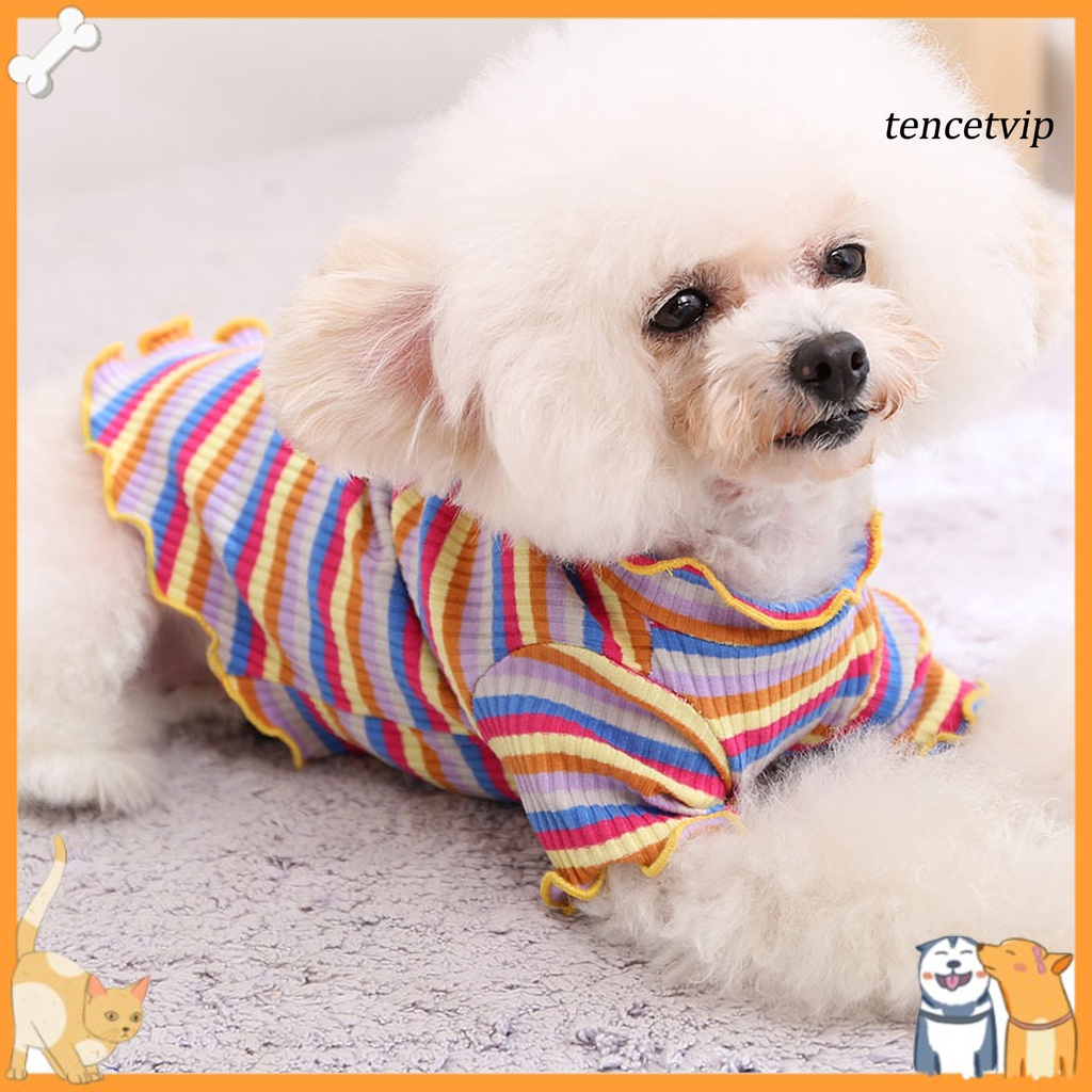 Áo thun cotton cổ tròn họa tiết kẻ sọc nhiều màu sắc thời trang mùa hè cho thú cưng