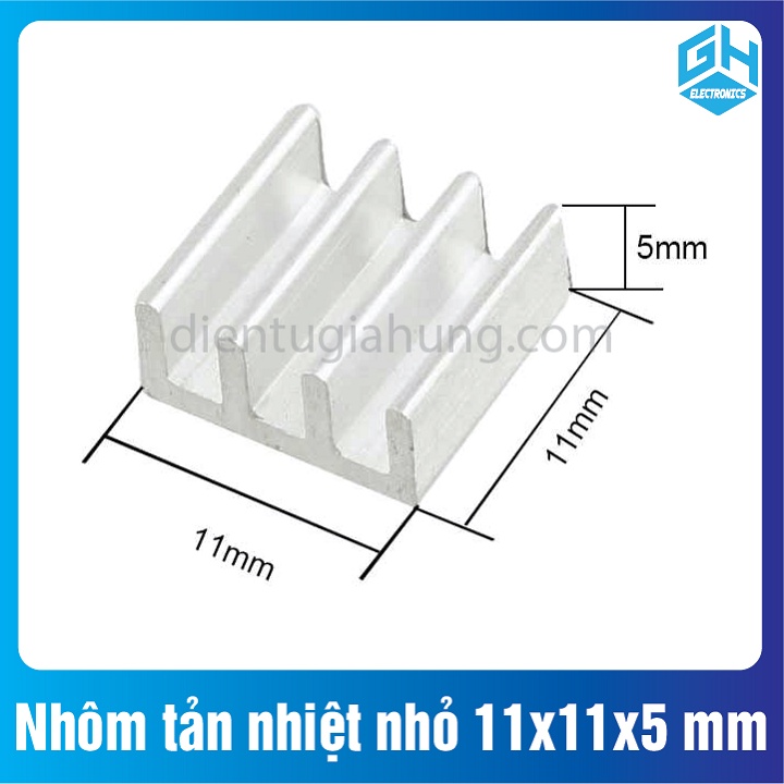 Combo 10 cái Nhôm tản nhiệt size nhỏ 11x11x5 mm loại không có keo dán