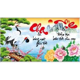 Tranh thêu chữ thập Cha Mẹ kt 75x43cm X8058