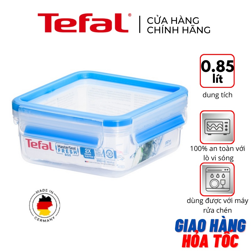 Hộp nhựa vuông Tefal Masterseal Fresh K3022122 - 0.85L - xanh