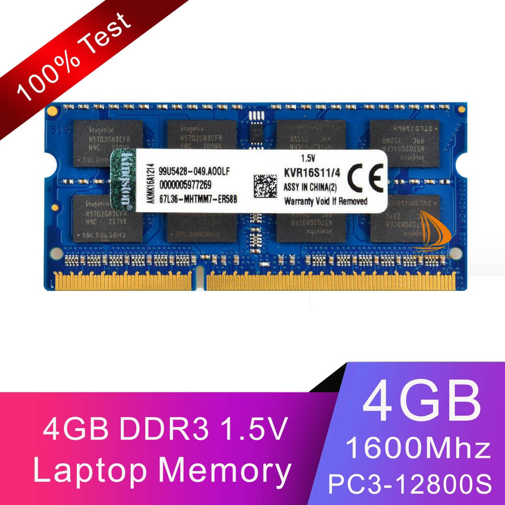 For Kingston 4GB 2Rx8 PC3-12800S DDR3 1600Mhz SODIMM 204Pin RAM Bộ nhớ máy tính xách tay