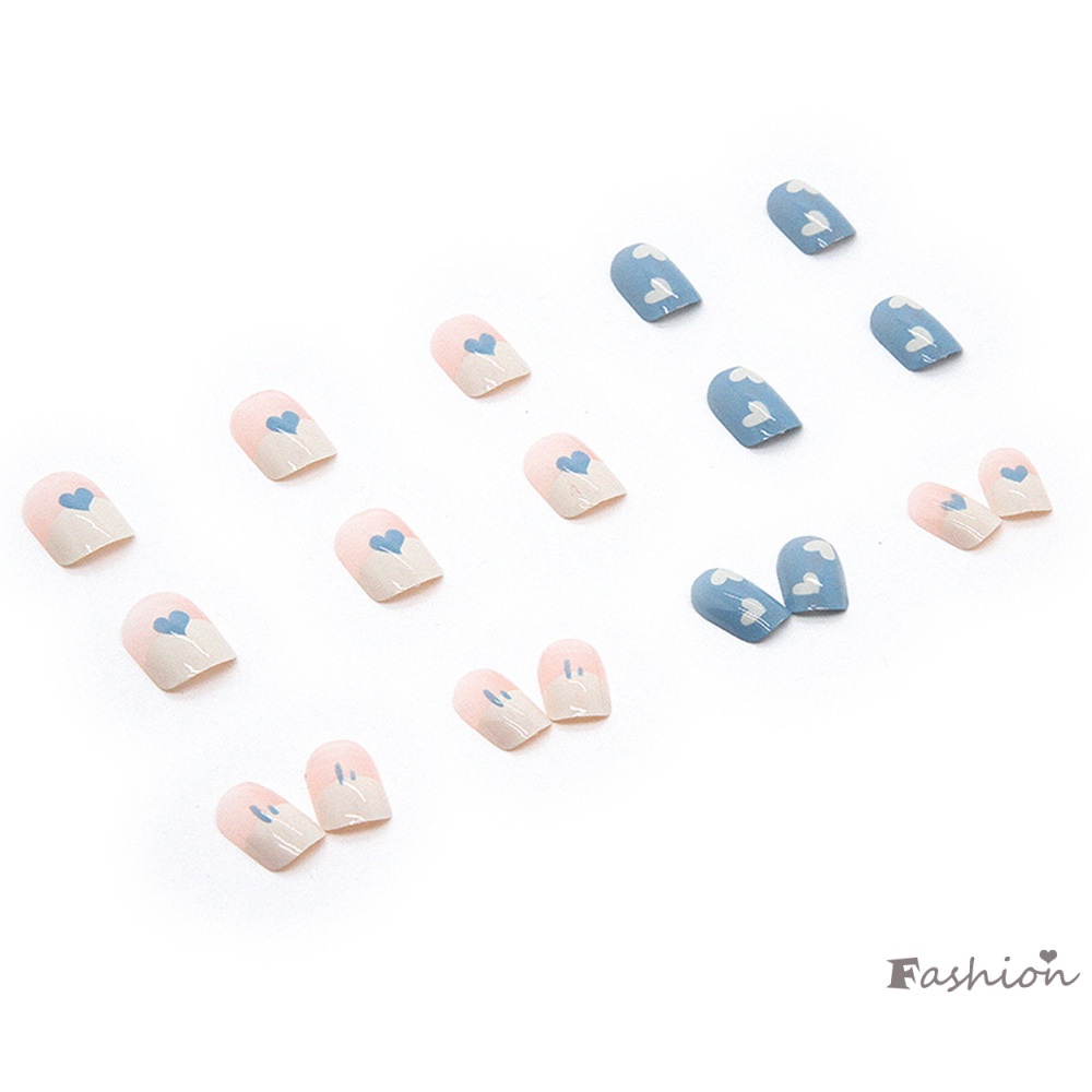 Bộ 24 Móng Tay Giả Màu Trắng Xanh Bóng Thời Trang Cho Nữ