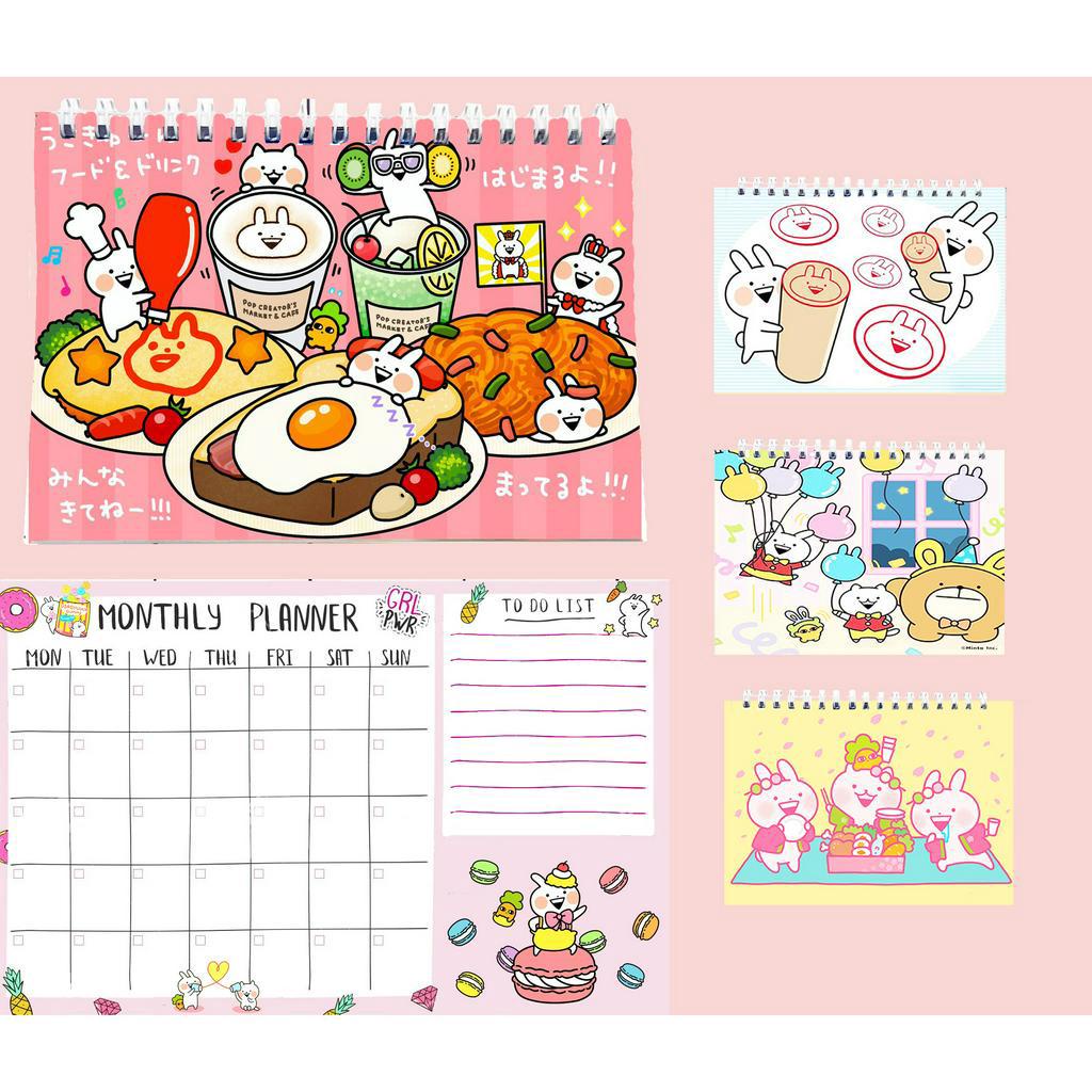 Sổ kế hoạch tháng thỏ usagyuuun MPI38 Monthly Planner 12 trang hoạt hình cute thần tượng