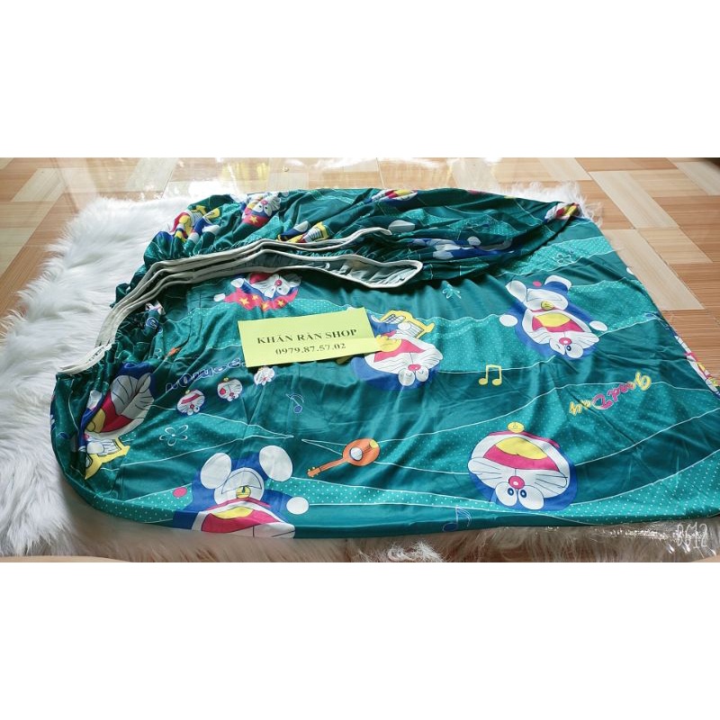 Ga thun lạnh 1m8x2m nệm cao 20cm xanh ngọc đậm