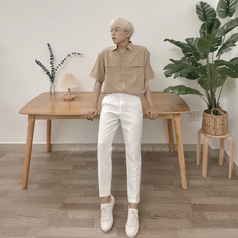Quần Tây Baggy form âu Nam Nữ Unisex ống suông 💥 Quần baggy vải kate mịn, không nhăn chính hãng GIDI