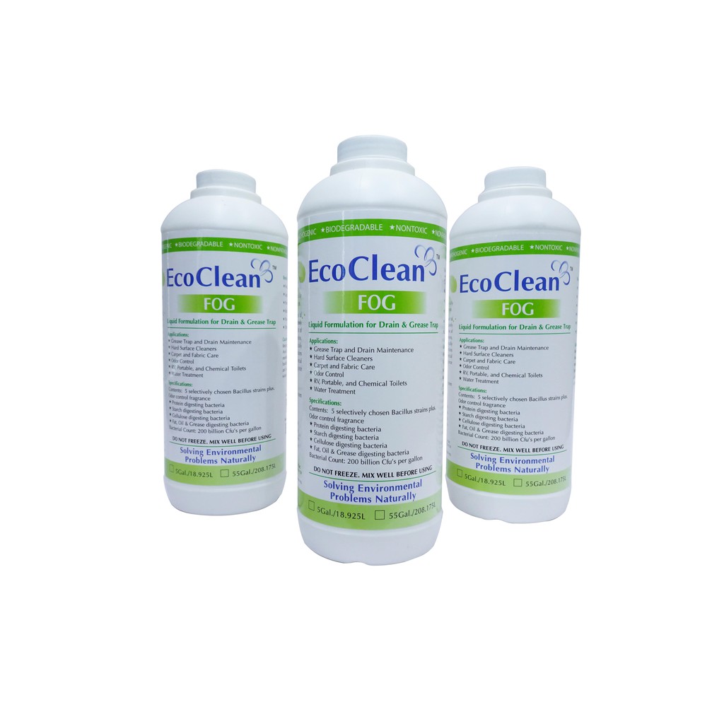 Chai Vi Sinh EcoClean FOG - KPT CHEM - Vi Sinh Vệ Sinh, Phân Hủy Dầu Mỡ Trong Đường Ống