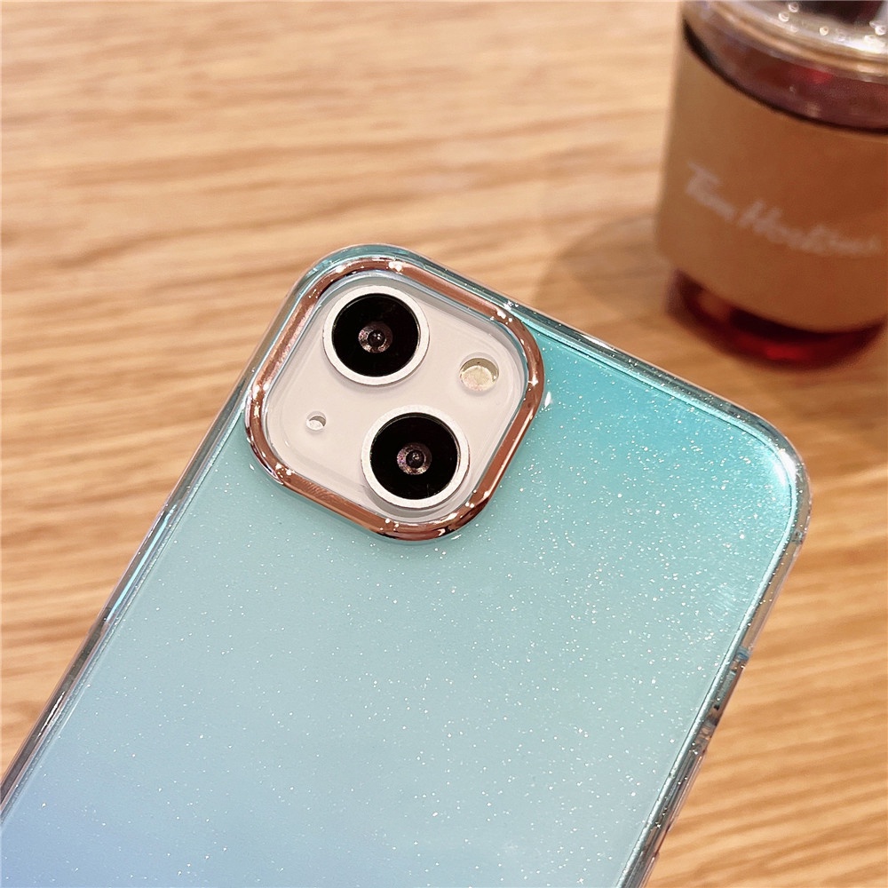 Ốp Điện Thoại TPU Silicon Trong Suốt Chống Sốc Phối Kim Tuyến Màu Gradient Cho Iphone 13 / 13 Pro / 13 Pro Max / 13
