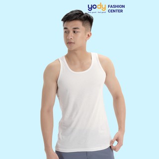 Áo ba lỗ nam YODY màu trắng chất cotton thoáng mát co giãn tốt BLM3001