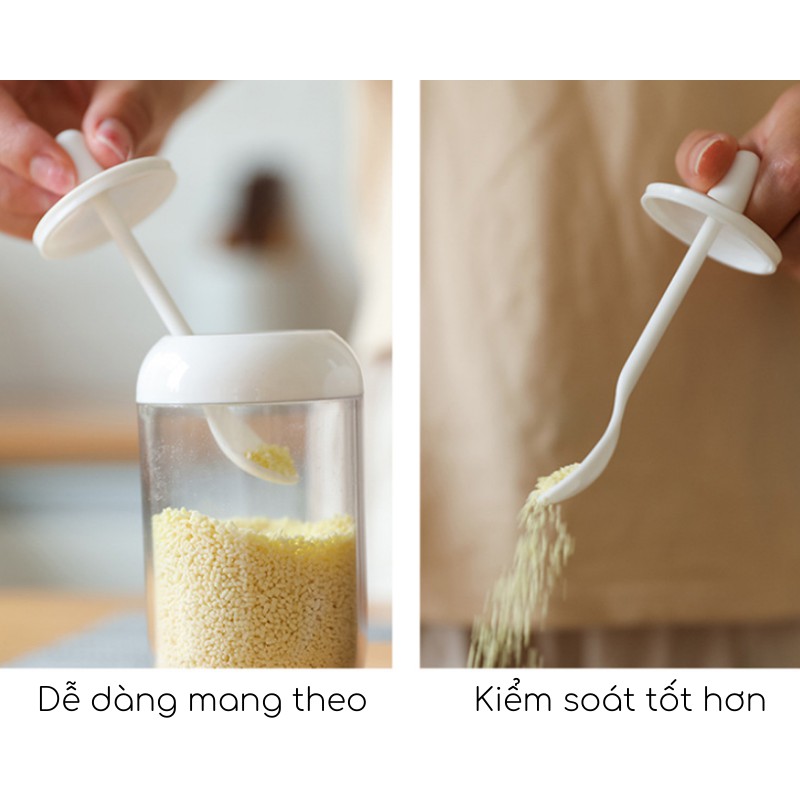 Lọ gia vị, hũ đựng gia vị có kèm thìa tiện lợi, phong cách Nhật nhỏ gọn cho nhà bếp ngăn nắp | BigBuy360 - bigbuy360.vn