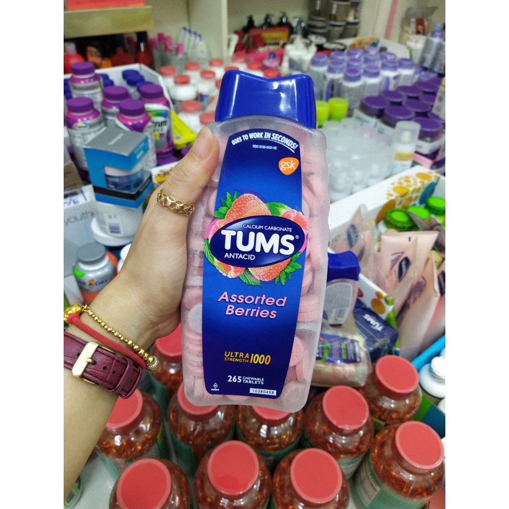 Tums antacid 265 viên 1000mg viên kẹo nhai [HSD 2-2025]