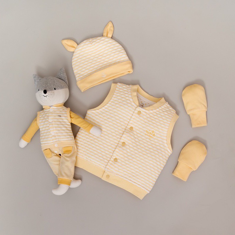 Áo Khoác Gilet Kẻ Nous-Bộ áo dài họa tiết - Chất Liệu Nu Choux Bé Trai Bé Gái từ 3-6 Tháng Đến 1