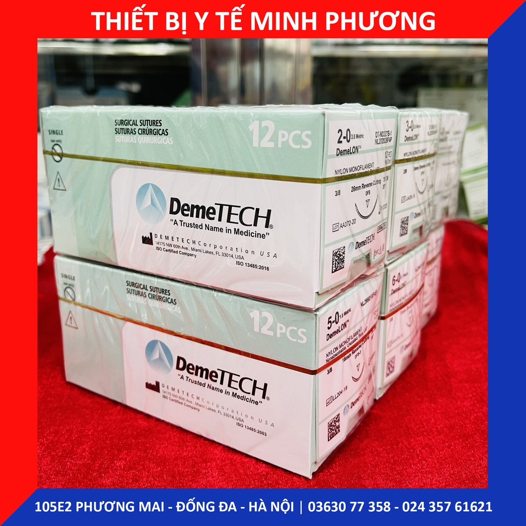 [ĐẠI LÝ PHÂN PHỐI] Bán lẻ Chỉ khâu DEMELON DEMETECH Nylon không tiêu dùng trong phẫu thuật số 6/0