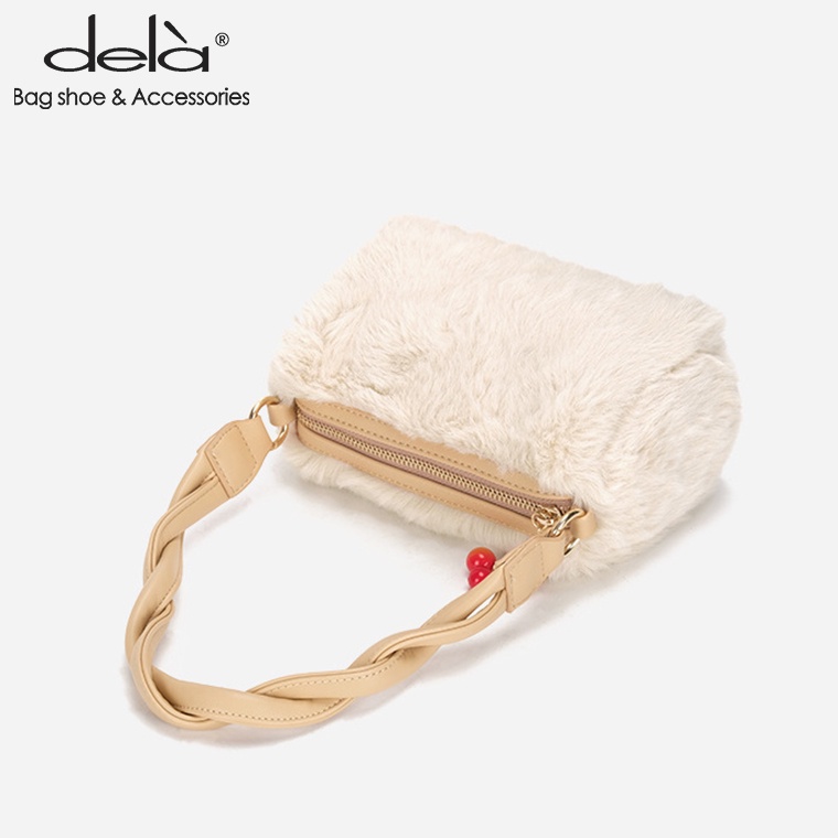 Dela Túi Đeo Chéo Vai Bằng Len Lông Thỏ Phong Cách Mùa Đông Mới Hình Quả Cherry Có Dây Đeo Một Bên Vai Cho Nữ