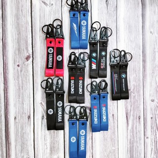 Móc khóa dây hãng Yamaha Suzuki móc bằng thép không gỉ, logo vải thêu