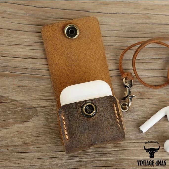Vỏ Bảo Vệ AirPod, AirPods Pro / Case airpods Da Bò Thật Kiểu Dáng Vintage I1