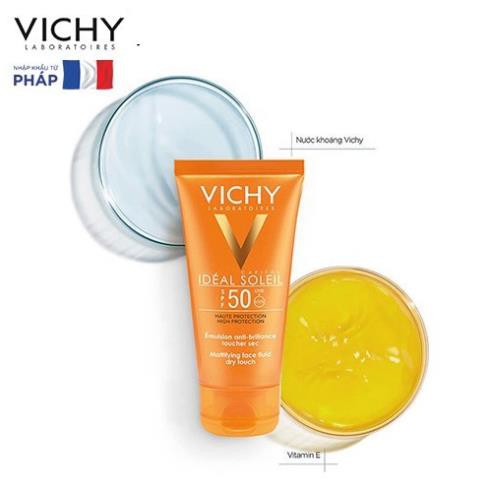 Kem Chống Nắng Vichy Emulsion Dành Cho Da Dầu Mụn Không Gây Nhờn Rít Không Màu SPF50 (50ml) Hàng Nội Địa Phá
