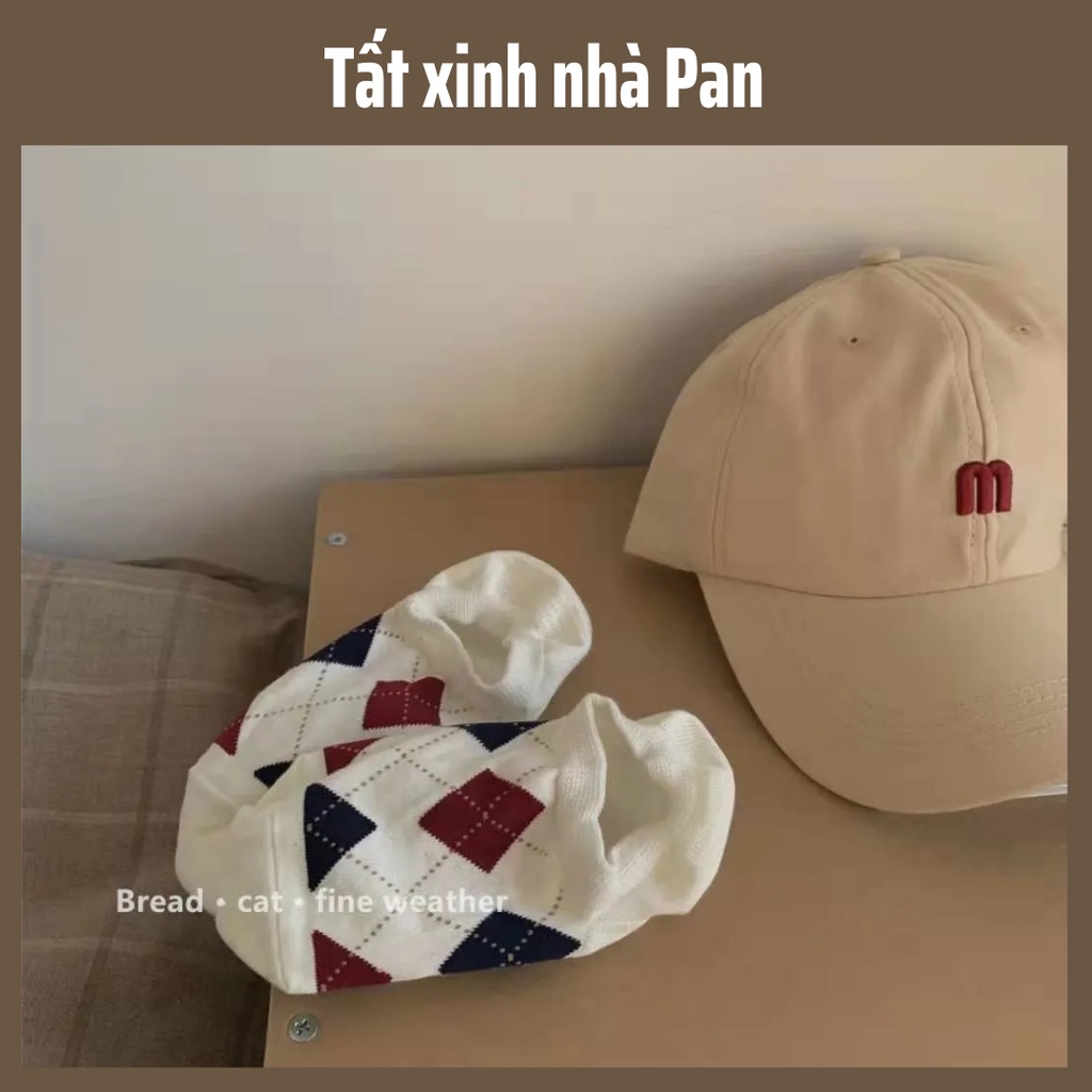 Tất Vớ Nữ Hoạ Tiết Quả Trám cổ thấp cotton