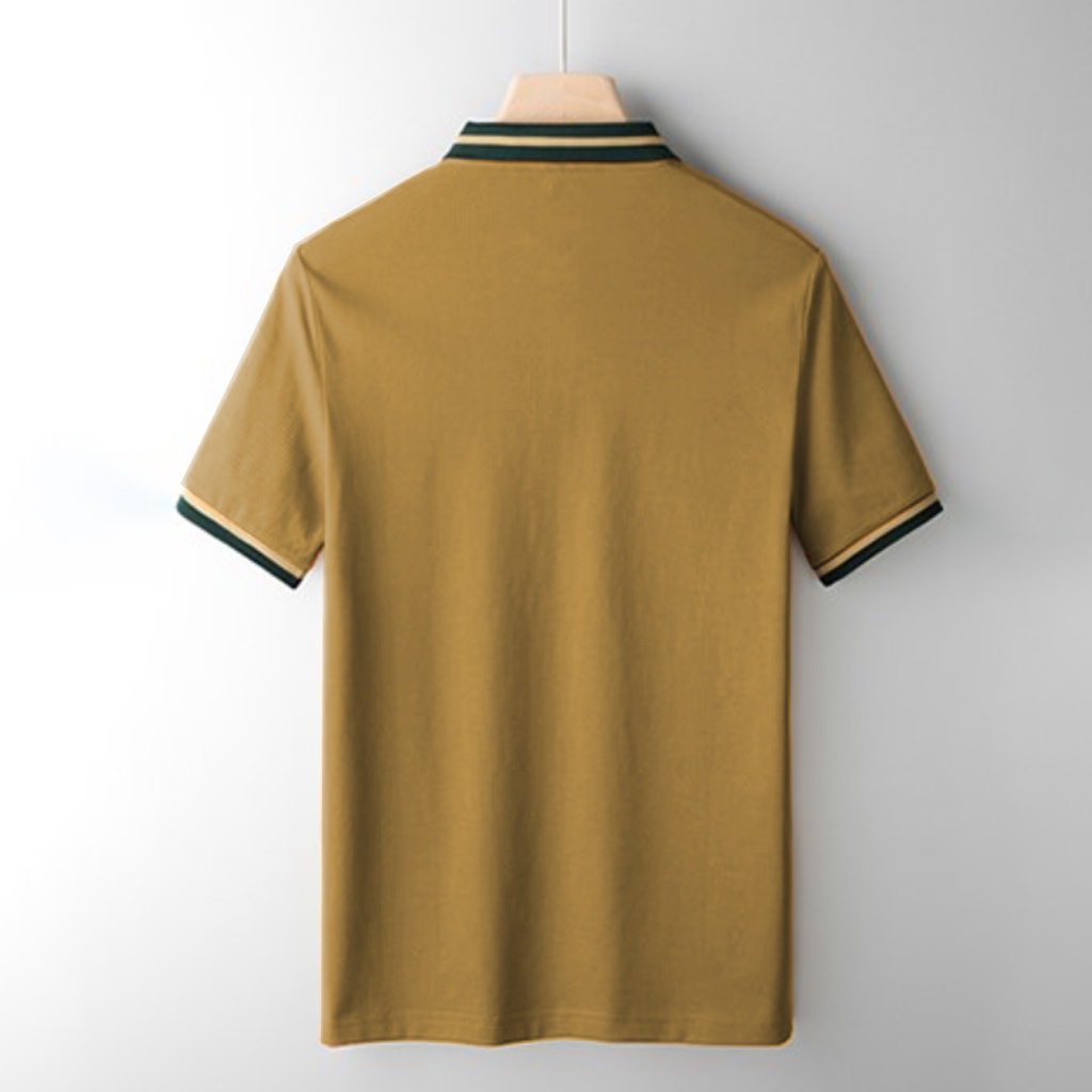 Áo Polo Nam FEEL GOOD cổ bẻ tay ngắn basic màu Coffee VIỀN CỔ KẺ SỌC đẹp vải cá sấu cotton cao cấp xuất xịn chuẩn form | BigBuy360 - bigbuy360.vn