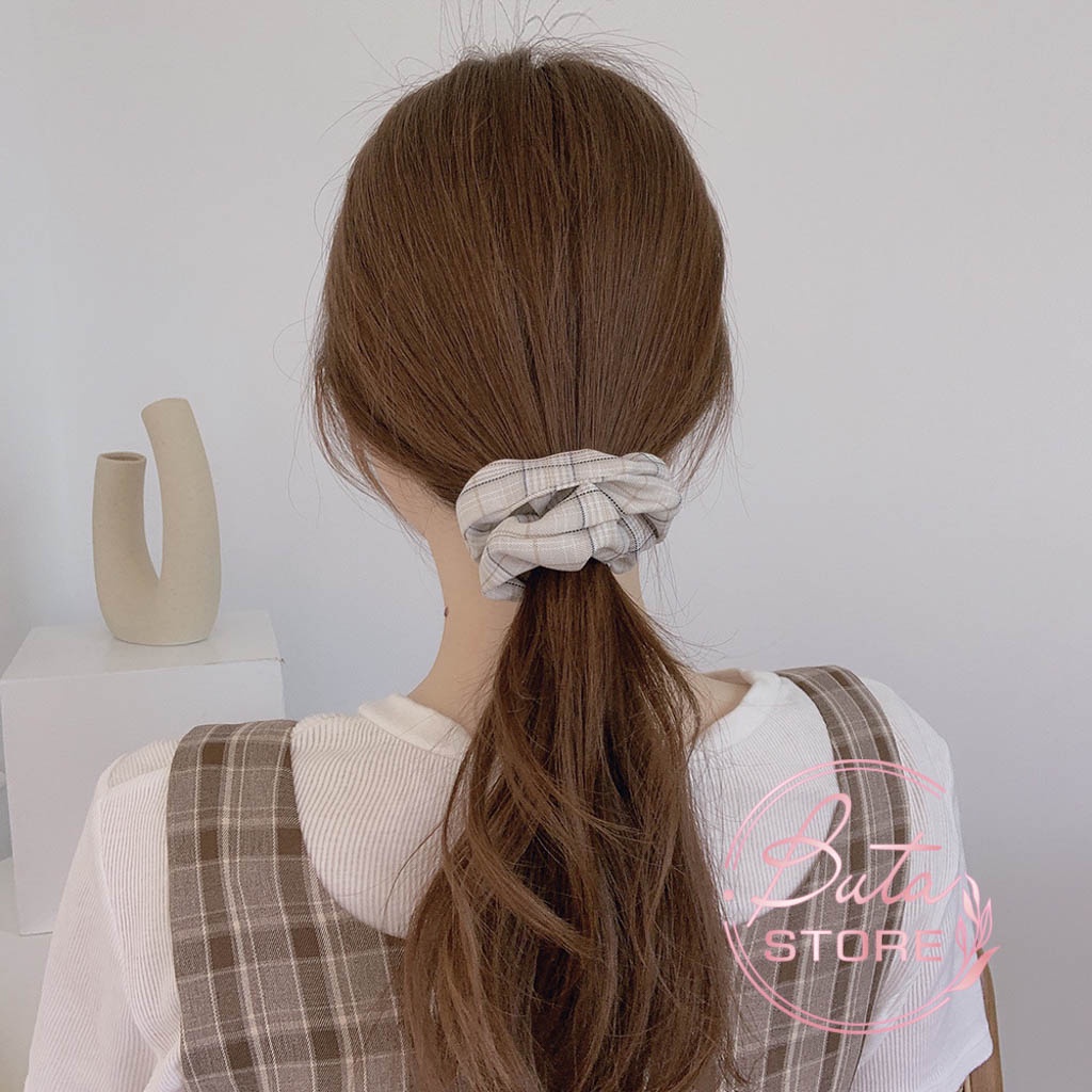 Dây Buộc Tóc Scrunchies Phong Cách Hàn Quốc Vải Sọc Caro Buta Sc22