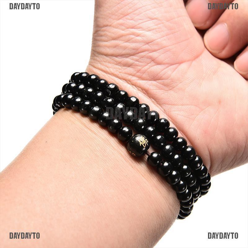 Chuỗi Hạt Phật Giáo Cầu Nguyện 6 * 108 Hạt Gỗ Đàn Hương Màu Đen