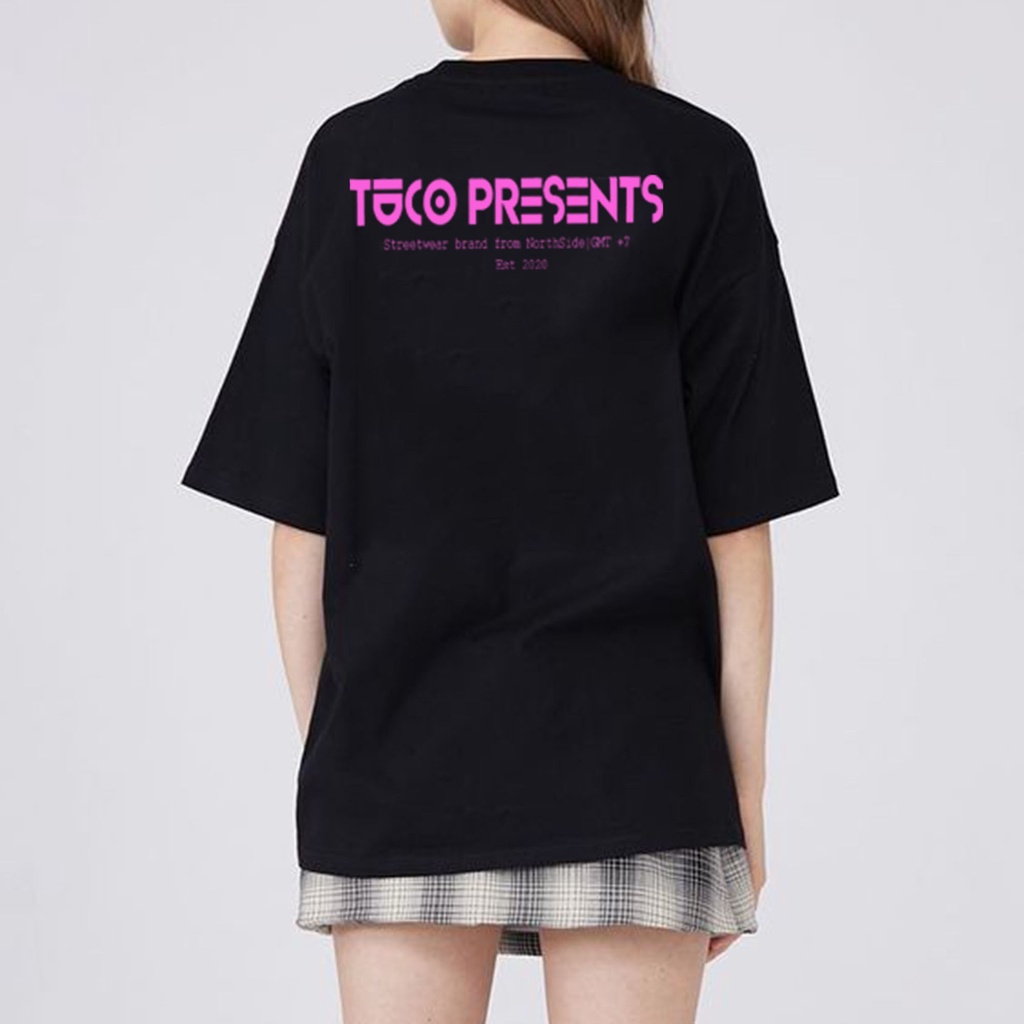 Áo thun Unisex TUCO Basic Tee phông cotton đen chữ hồng nam nữ tay lỡ oversize form rộng nhiều màu