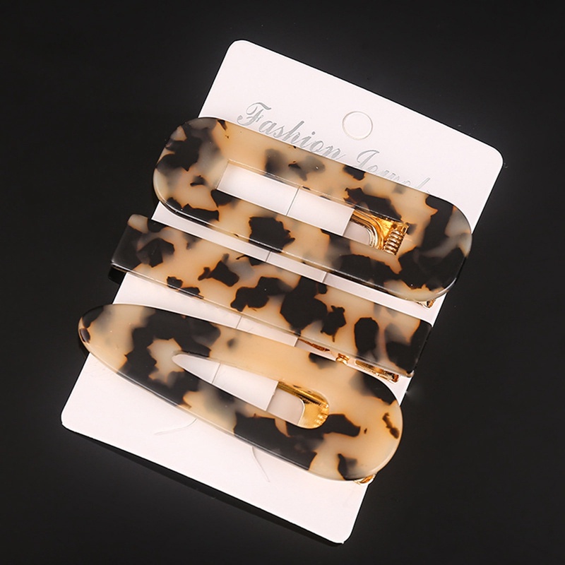 Set 3 Kẹp Tóc Họa Tiết Da Báo / Đá Cẩm Thạch Thời Trang