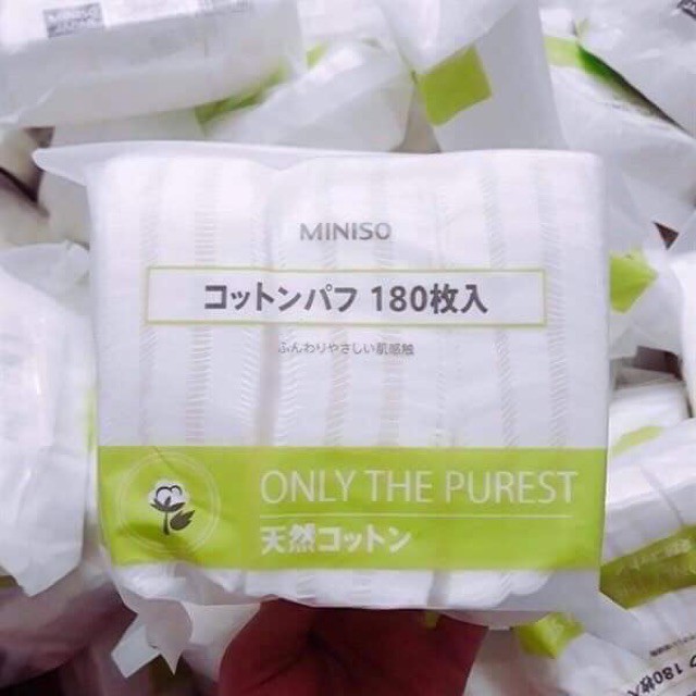 Bông tẩy trang miniso 180m cotton mỏng và mềm mại siêu thấm hút và tẩy sạch sẽ cho da