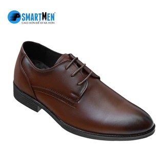 Giày Công sở tăng chiều cao da bò thật SMARTMEN GD3-02 Nâu