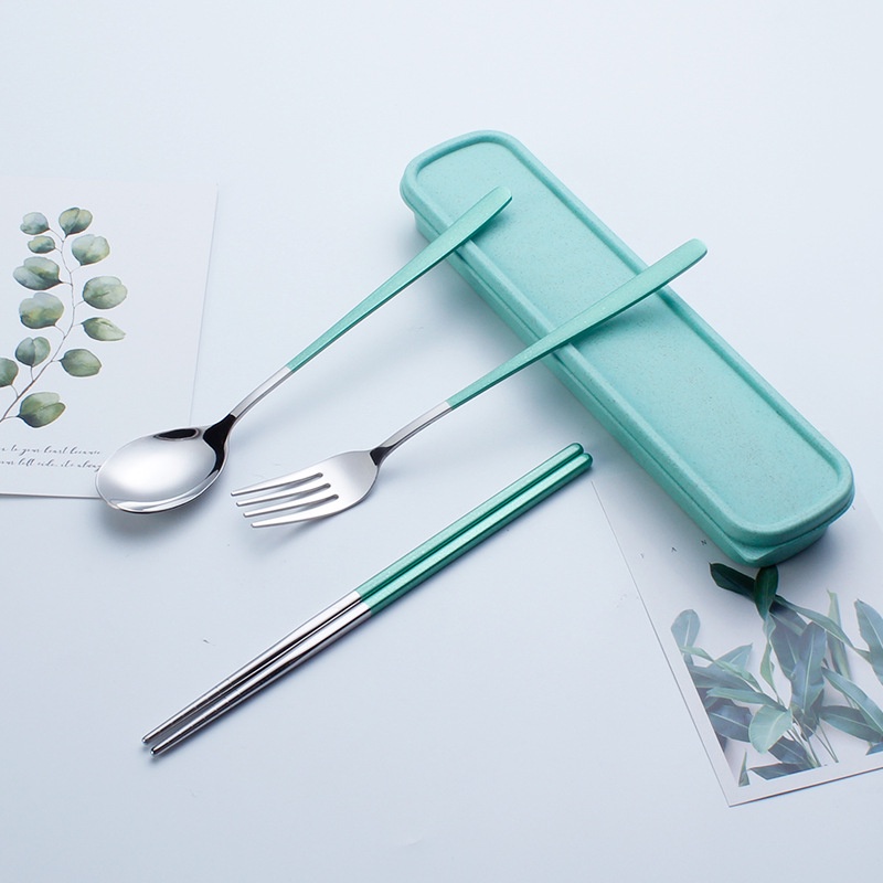 Bộ Muỗng Đũa Nĩa Thìa Thép 304 Cá Nhân, Văn Phòng Có Hộp Đựng Phủ Bóng Sang Trọng Tiện Lợi