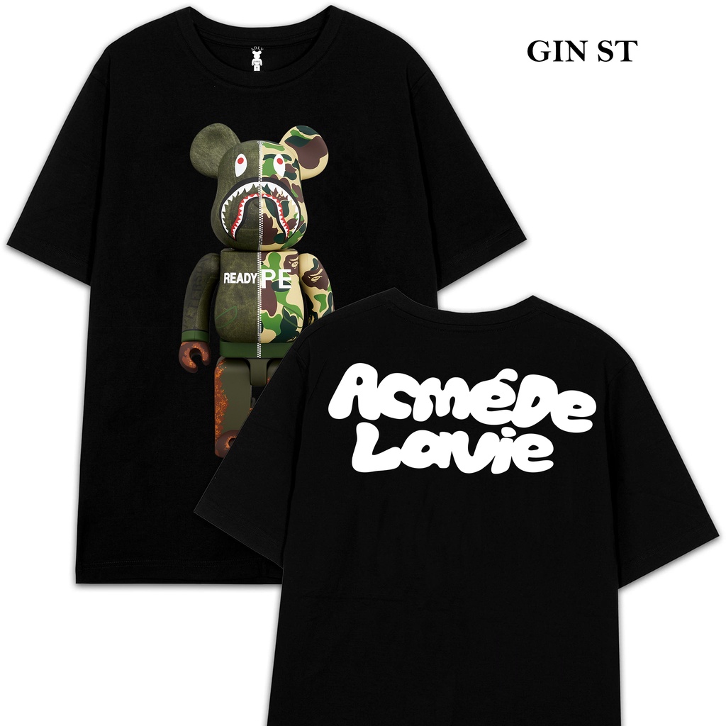 Áo thun Bearbrick Bape số 22 Cotton co giãn 4 chiều Unisex 2 màu Đen và Trắng