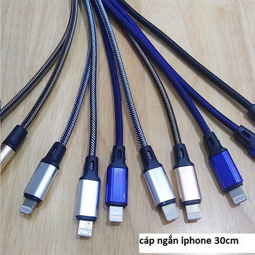 Cáp sạc ngắn 30cm dây dù siêu bền cho Type C-IP- Micro usb