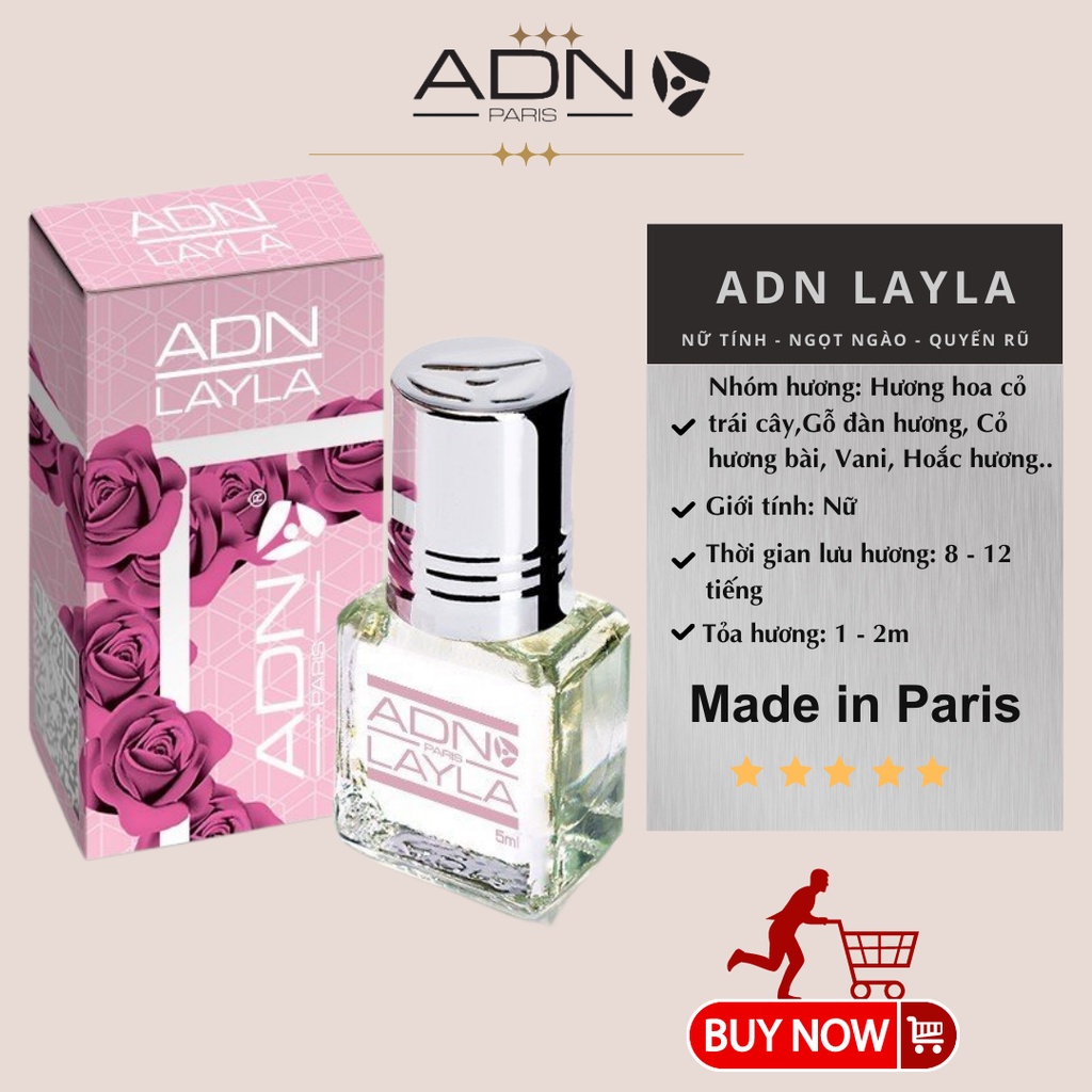 Nước Hoa Nữ LADY ADN PARIS hàng cao cấp chính hãng - Chai 5ml thời gian lưu hương từ 8-12 tiếng